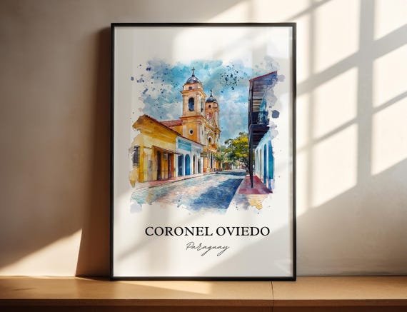Coronel Oviedo Wall Art Caaguaz Print Paraguay Watercolor Gift Travel Poster Housewarming
