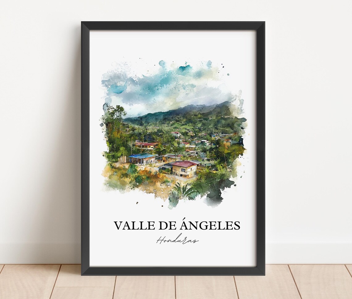 Valle de Angeles Honduras Watercolor Mountain Village Town Poster - Image 2