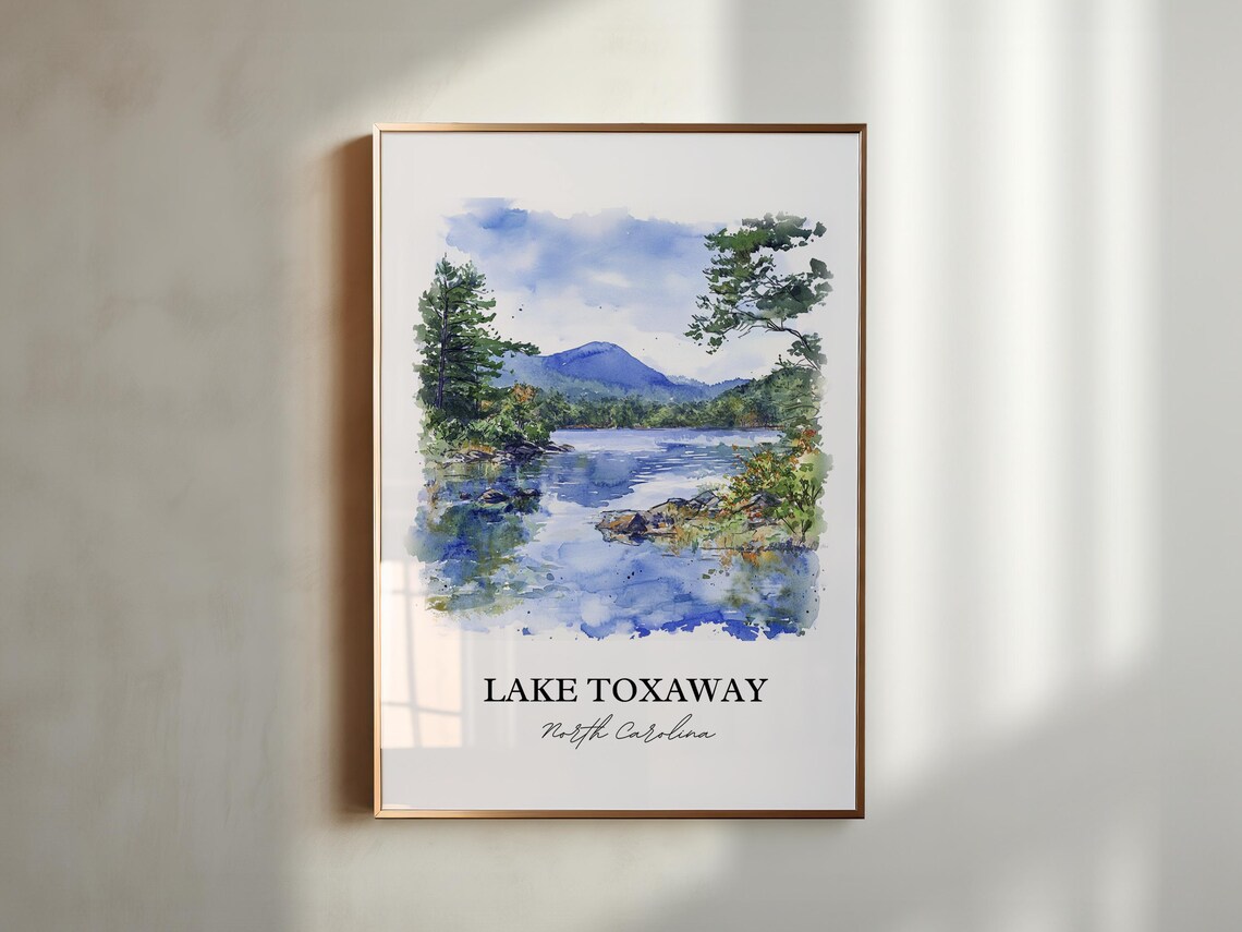 Lake Toxaway North Carolina Pine Mountain Lake Watercolor Poster - Image 5