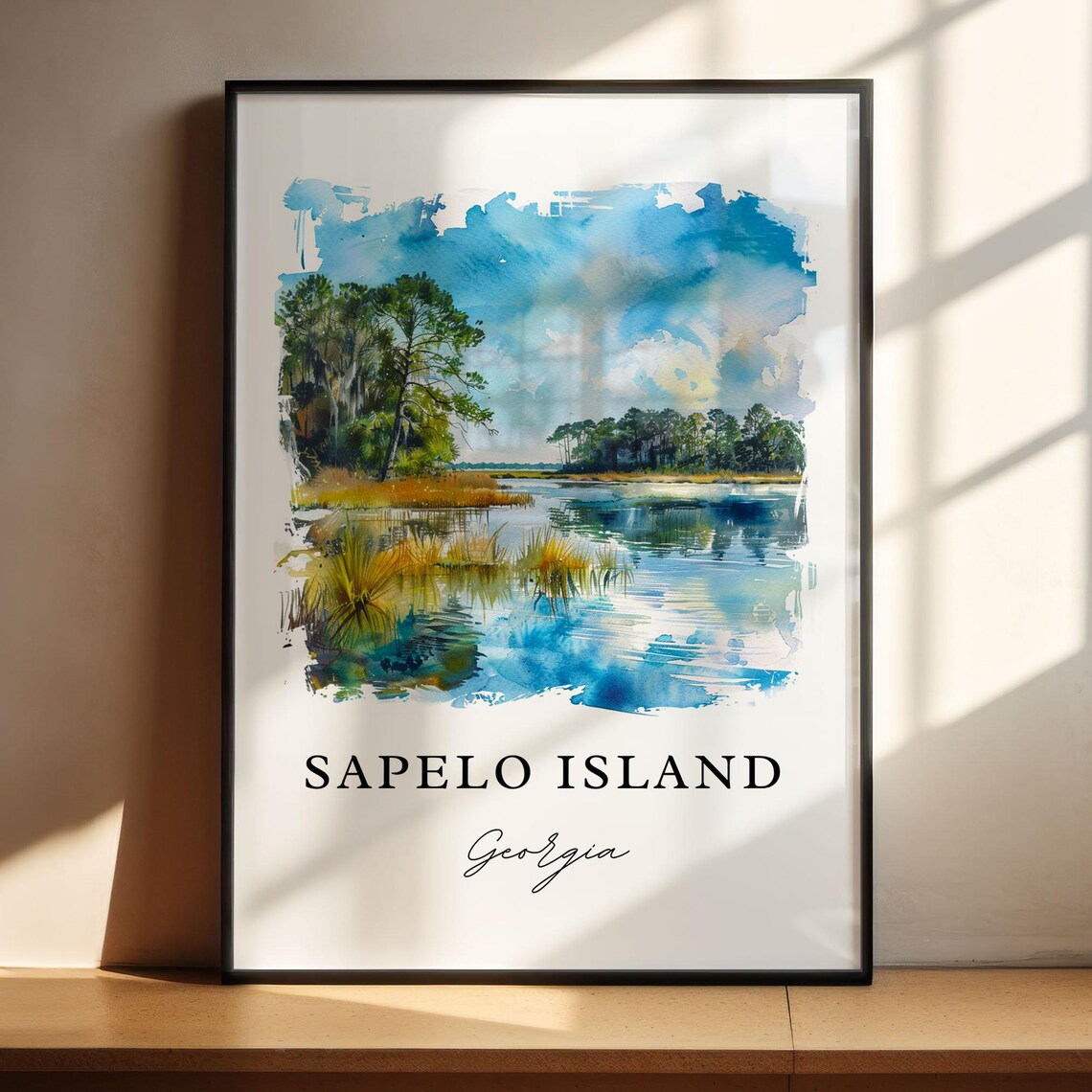 Sapelo Island Georgia Marsh Wetland Watercolor Travel Poster - Image 4