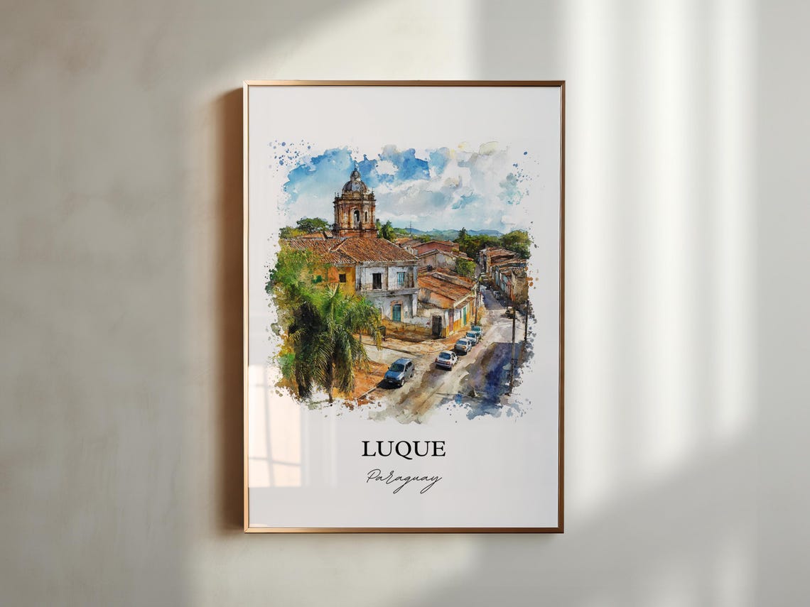 Luque Wall Art Paraguay Print Watercolor Gift Travel Poster Housewarming - Image 4