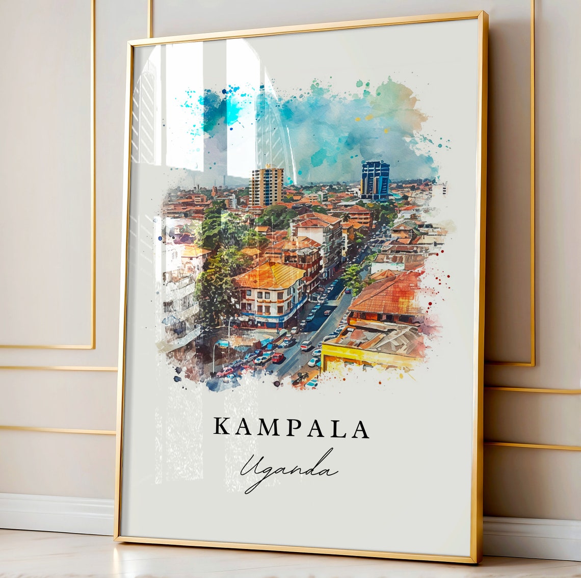 Kampala Uganda Bustling City Street Watercolor Travel Poster - Image 5