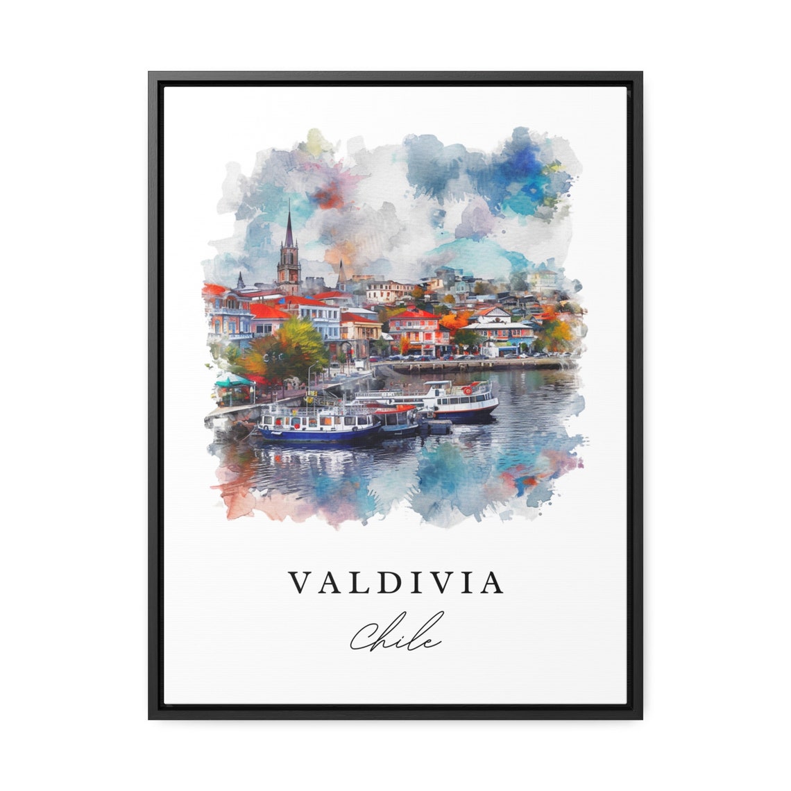 Valdivia Chile Wall Art Print Wedding Gift Southern Birthday Present Custom Text Perfect - Image 2