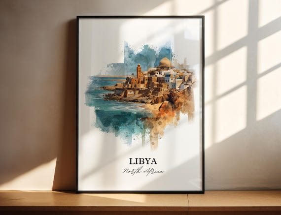 Libya Wall Art Print Watercolor Northern Africa Gift Travel Poster Housewarming