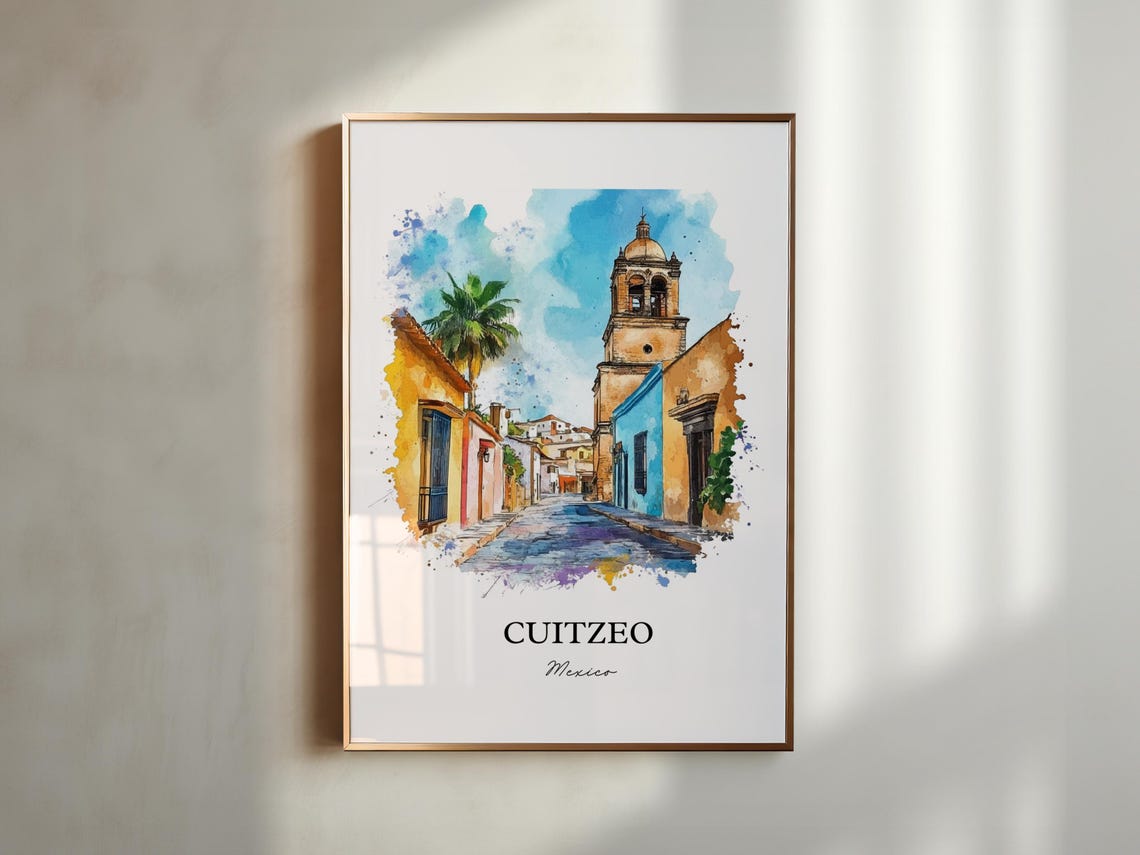 Cuitzeo Mexico Wall Art Michoacn Print Watercolor Gift Travel Poster Housewarming - Image 5