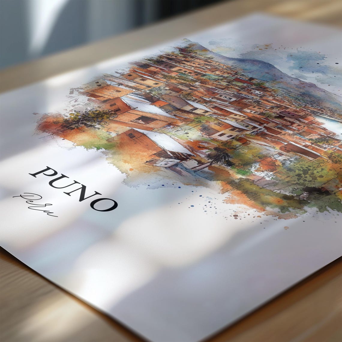 Puno Peru Wall Art Lake Titicaca Print Watercolor Gift Travel Poster Housewarming - Image 6