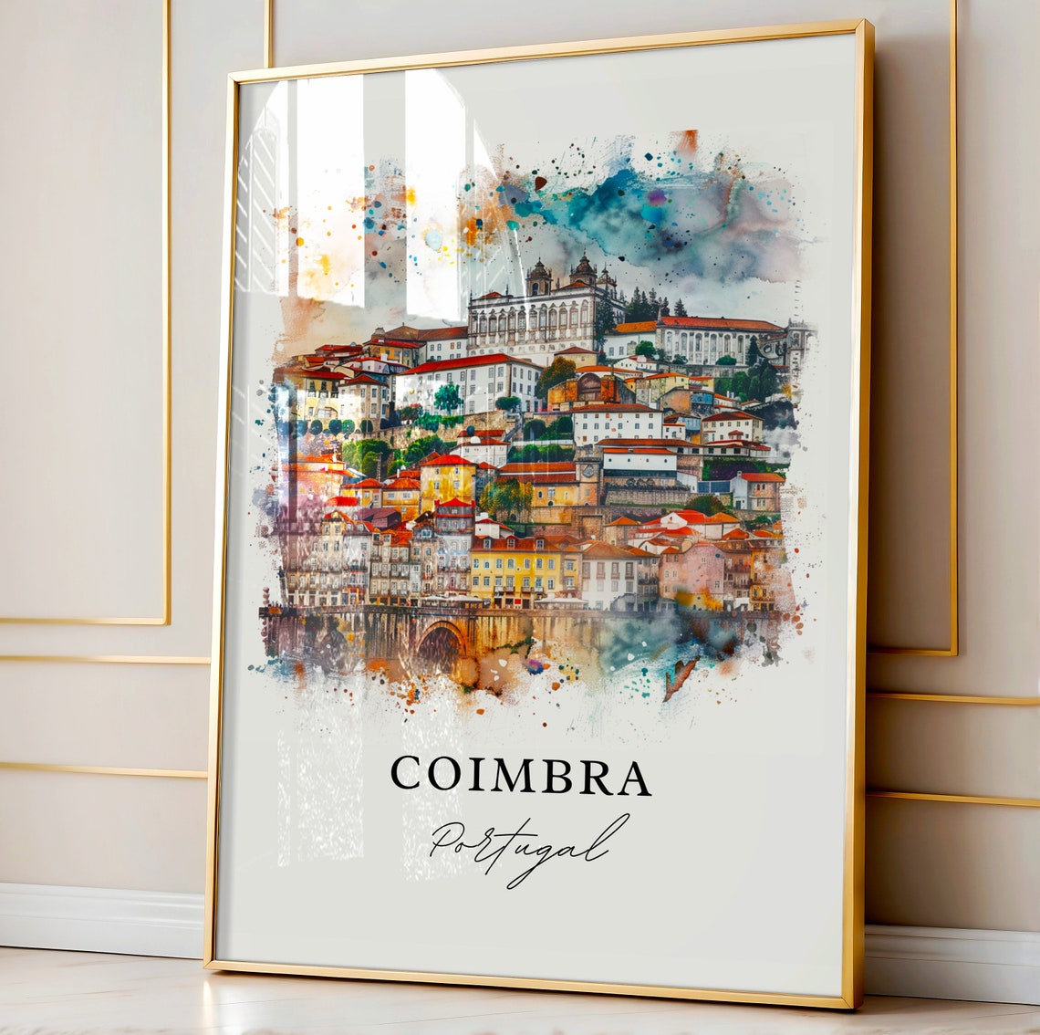 Coimbra Portugal Watercolor Travel Poster, Art Print - Image 4