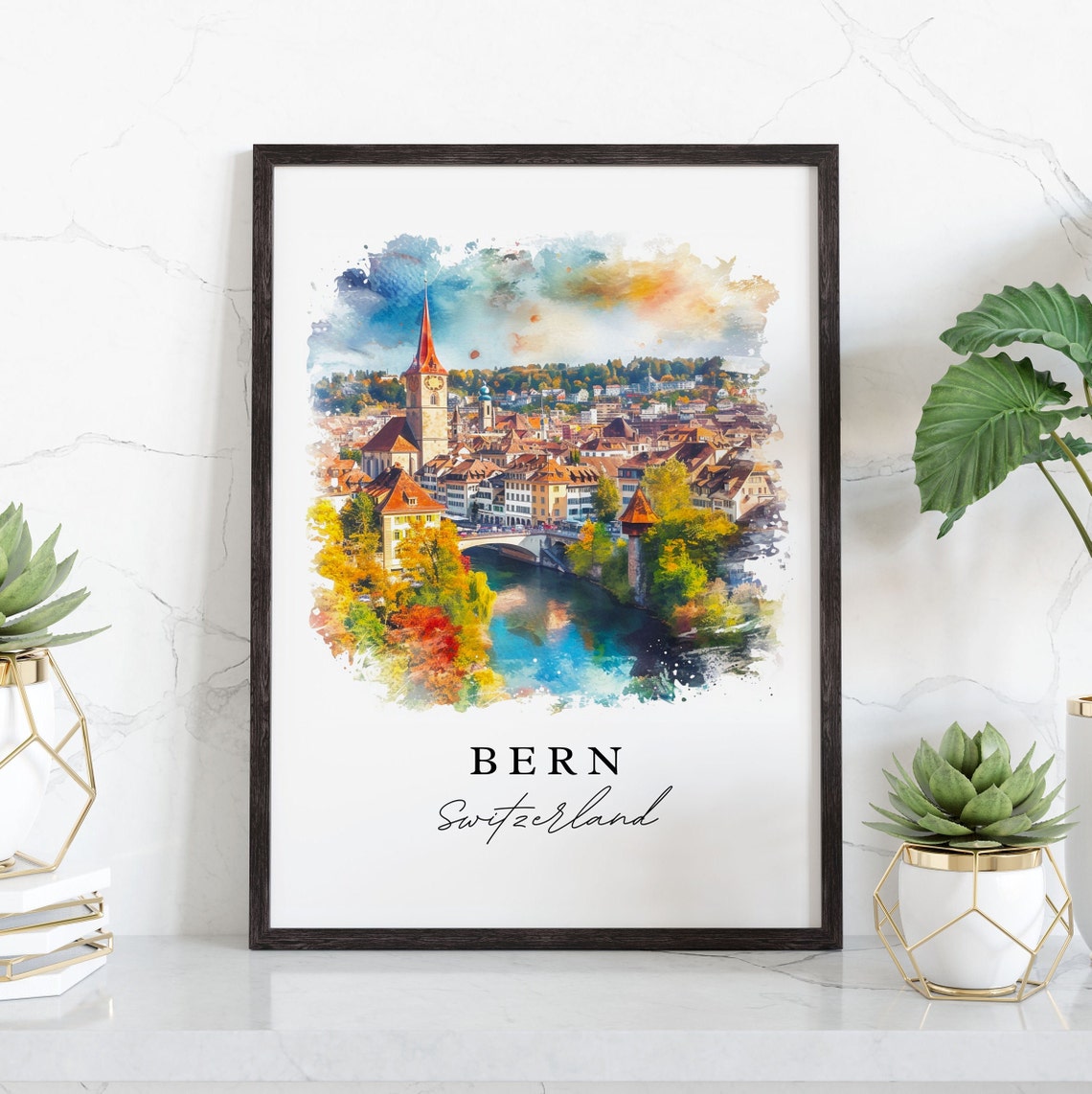Bern Switzerland Travel Poster, Custom Text Print - Image 3