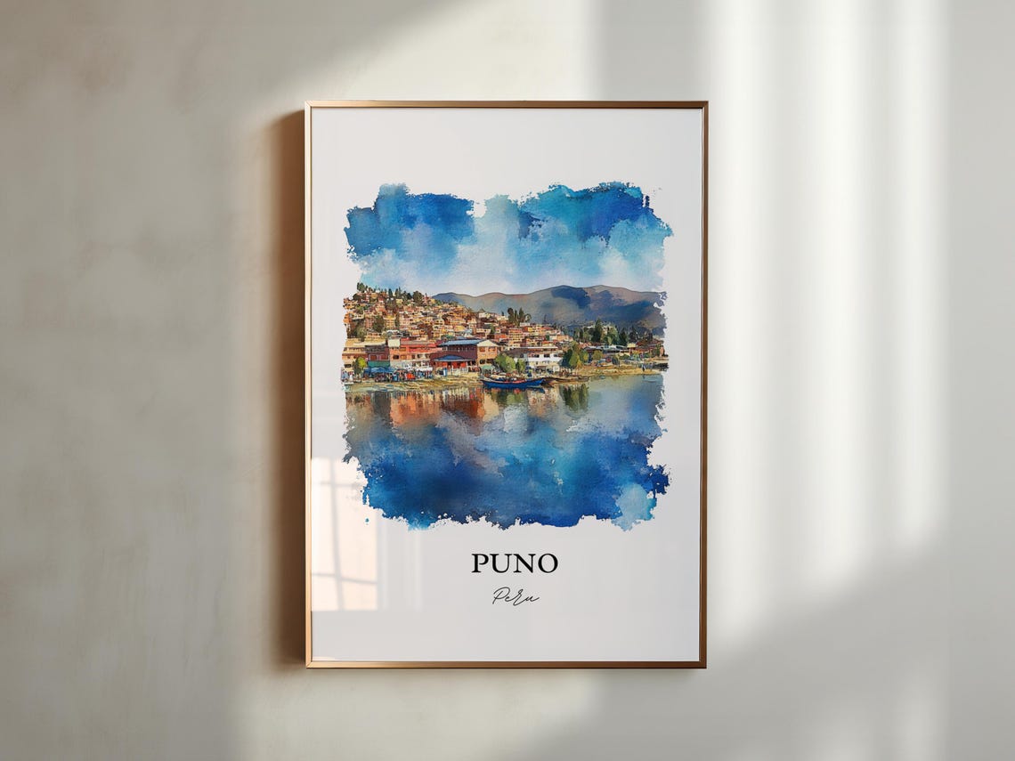 Puno Peru Wall Art Lake Titicaca Print Watercolor Gift Travel Poster Housewarming - Image 5