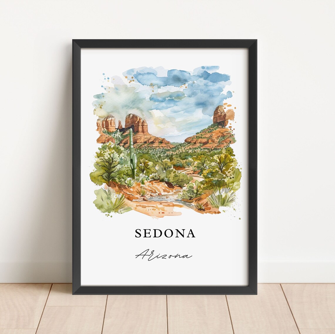 Sedona, Arizona Watercolor Travel Poster, Art Print