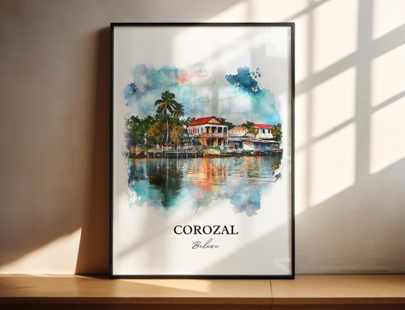 Corozal Wall Art Belize Print Watercolor Gift Travel Poster Housewarming