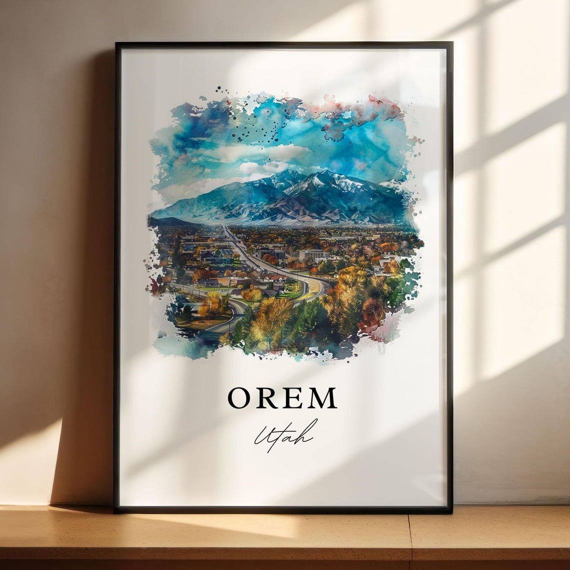 Orem Utah Watercolor Fall City Wasatch Mountain Scenic Poster - Image 4