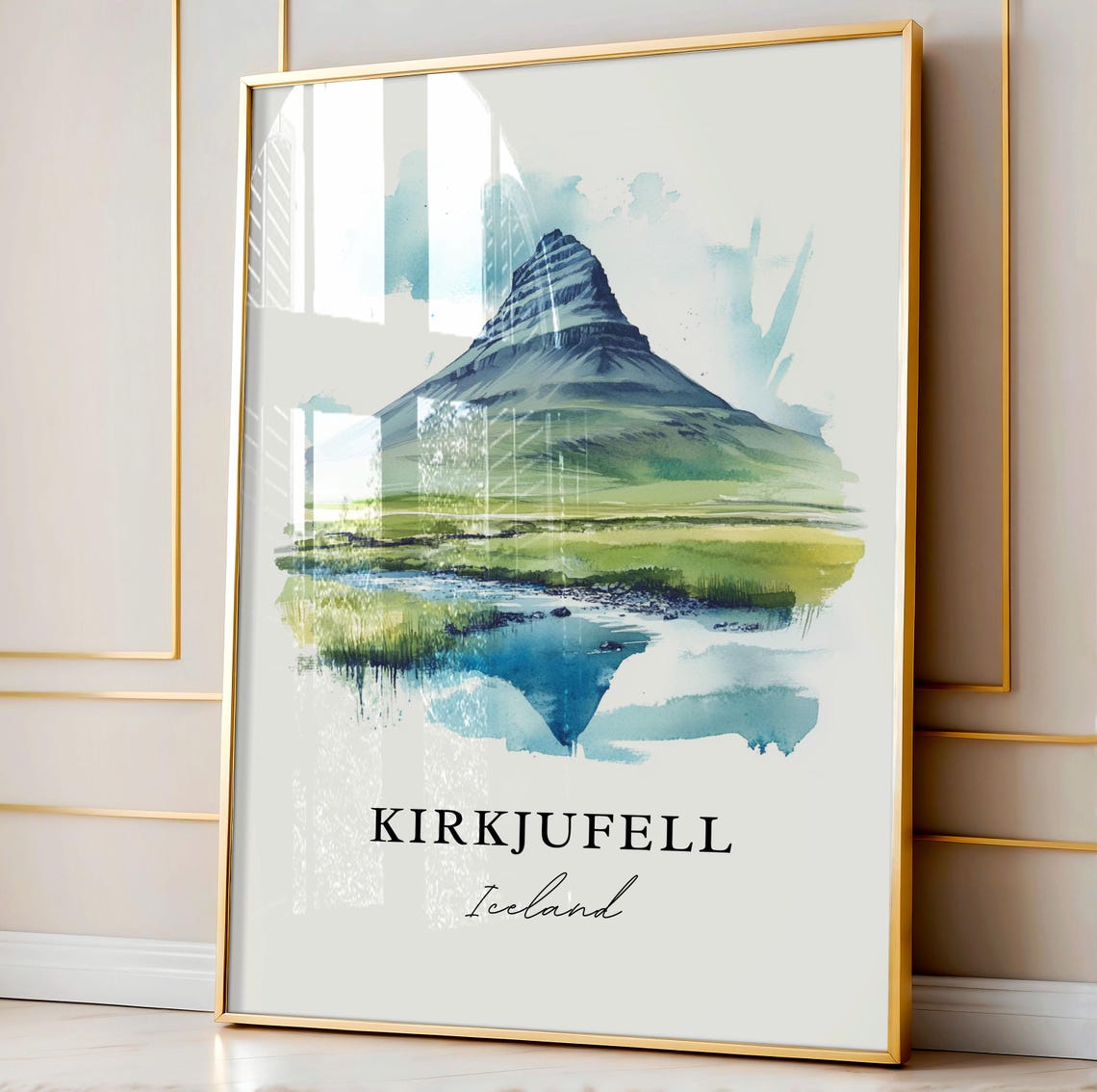 Kirkjufell Watercolor Travel Poster, Iceland - Image 4
