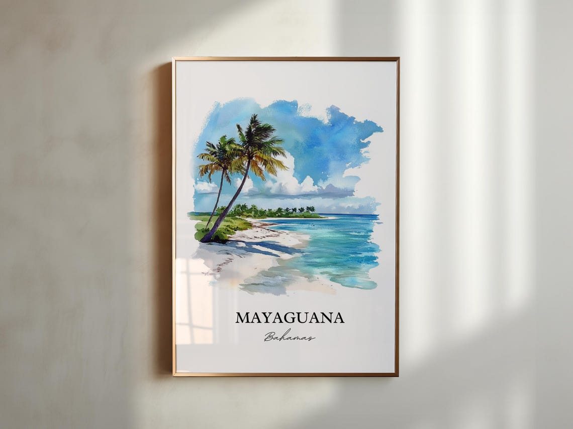 Mayaguana Wall Art Bahamas Print Watercolor Gift Travel Poster Housewarming - Image 4