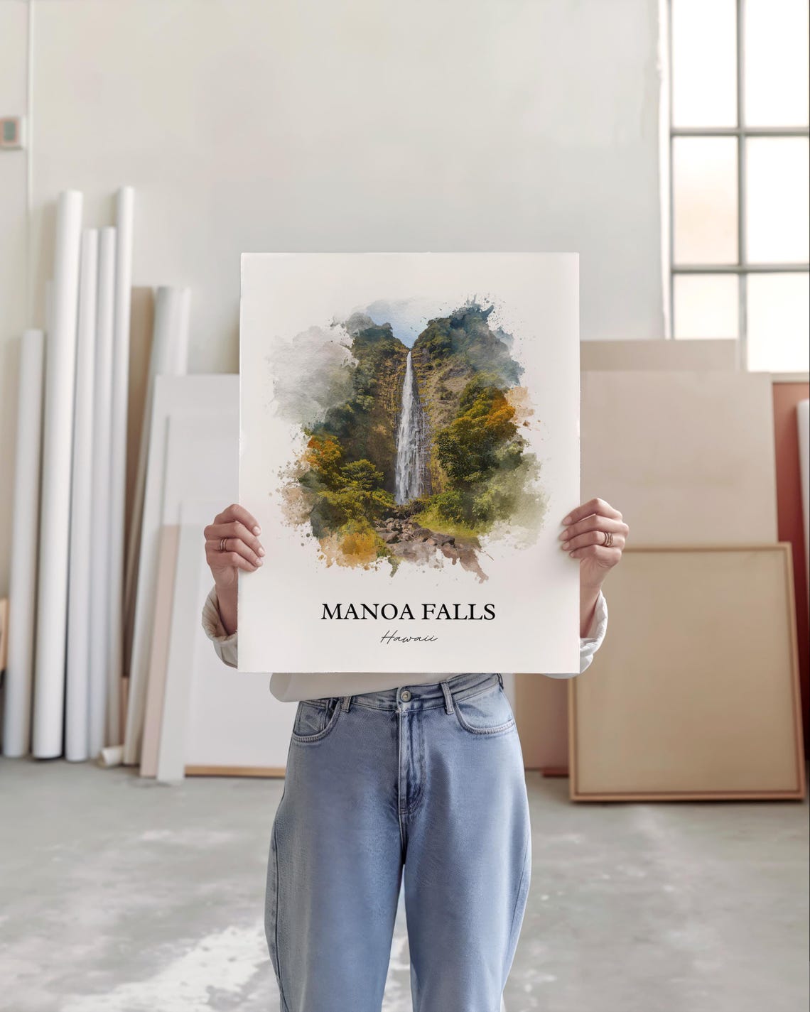 Manoa Falls Hawaii Lush Tropical Rainforest Waterfall Art Poster - Image 5