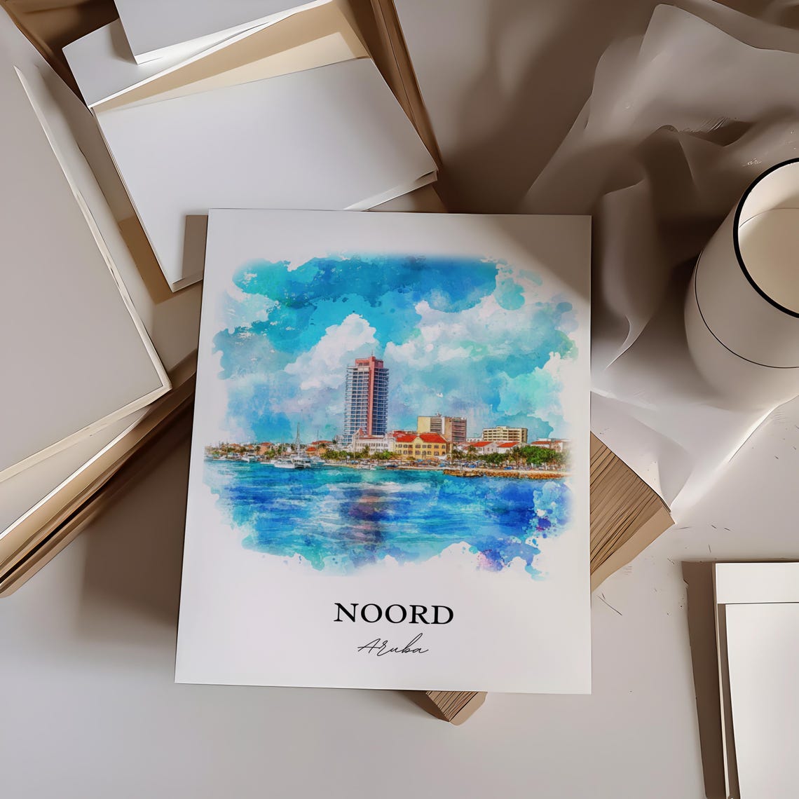 Noord Aruba Wall Art Print Watercolor Gift Travel Poster Housewarming - Image 2
