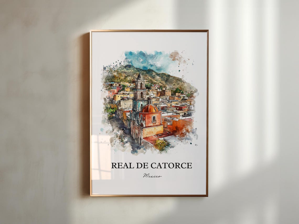 Real De Catorce Wall Art San Luis Potos Print Mexico Watercolor Mx Gift Travel Poster Housewarming - Image 3