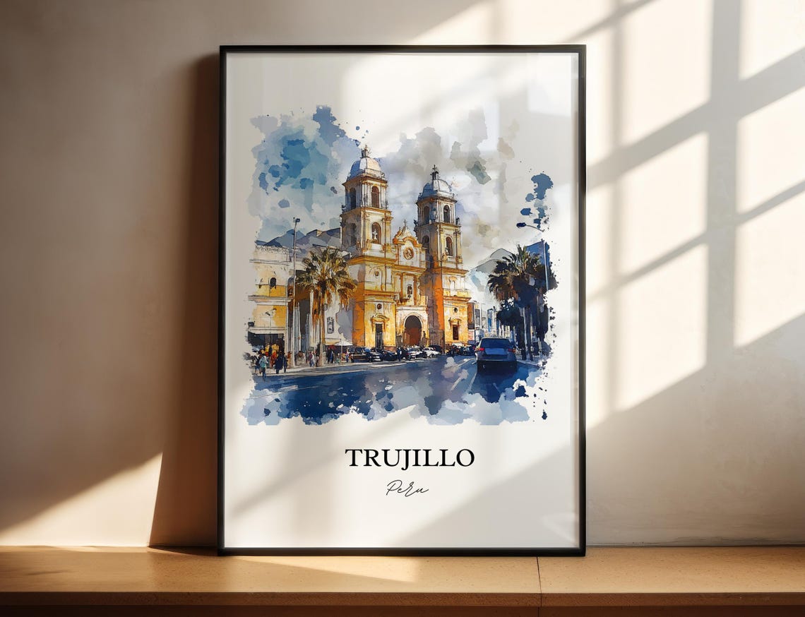 Trujillo Peru Wall Art La Libertad Print Watercolor Gift Travel Poster Housewarming