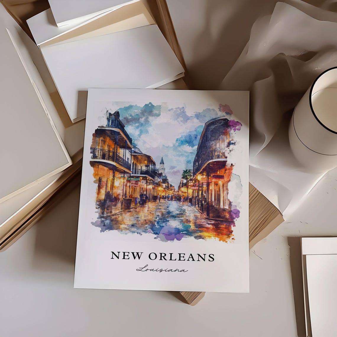 New Orleans Watercolor Bourbon Street Travel Poster - Image 5