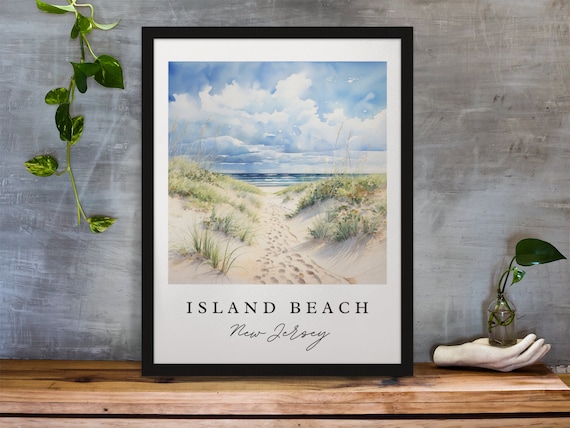 Island Beach State Park New Jersey Dunes Watercolor Art Print