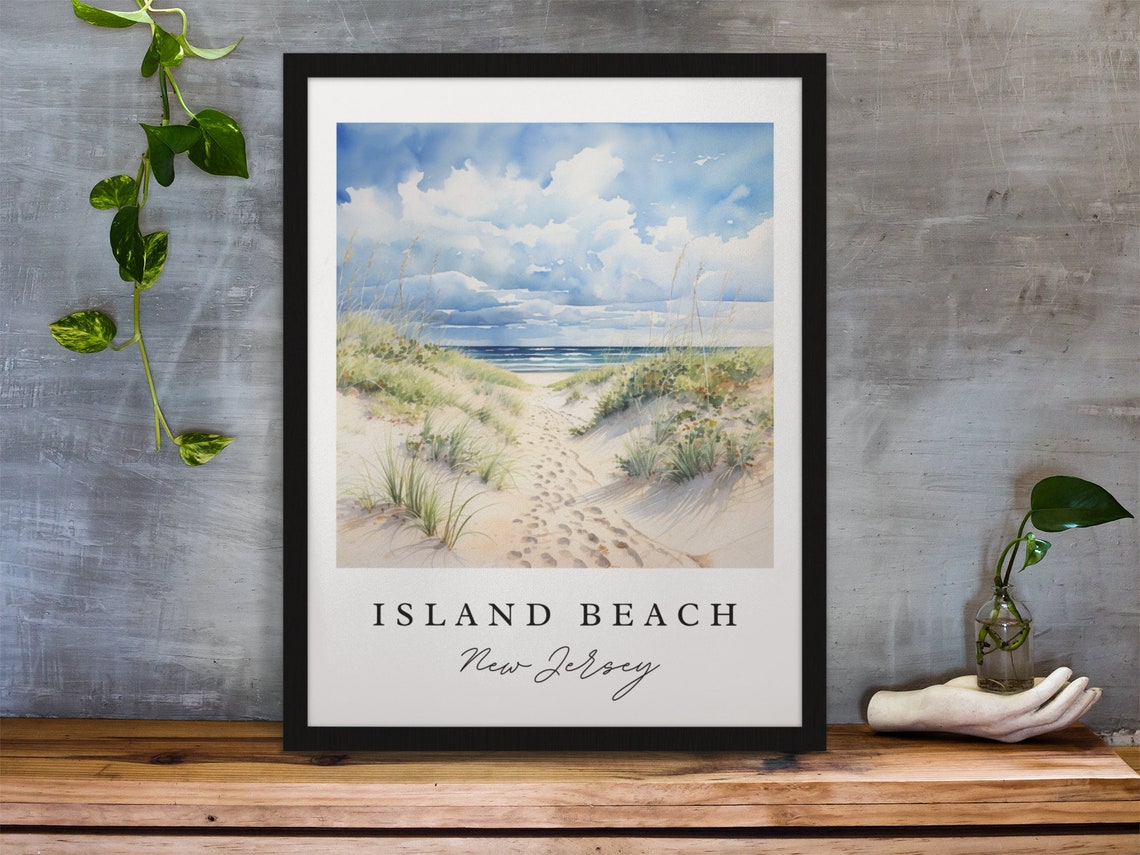 Island Beach State Park New Jersey Dunes Watercolor Art Print