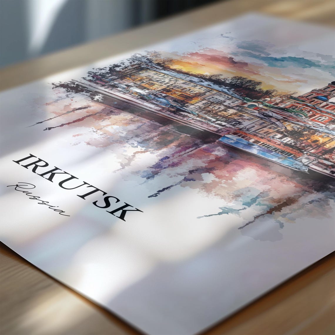 Irkutsk Russia Blue Domed Church by the River Watercolor Poster - Image 6
