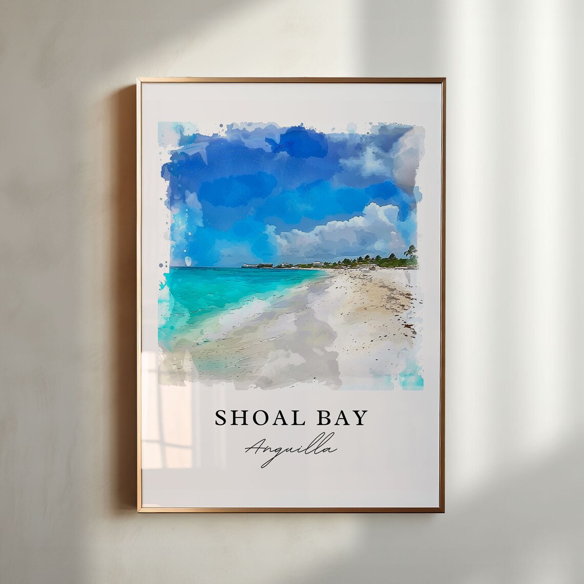 Shoal Bay Anguilla Watercolor Turquoise Beach Paradise Poster