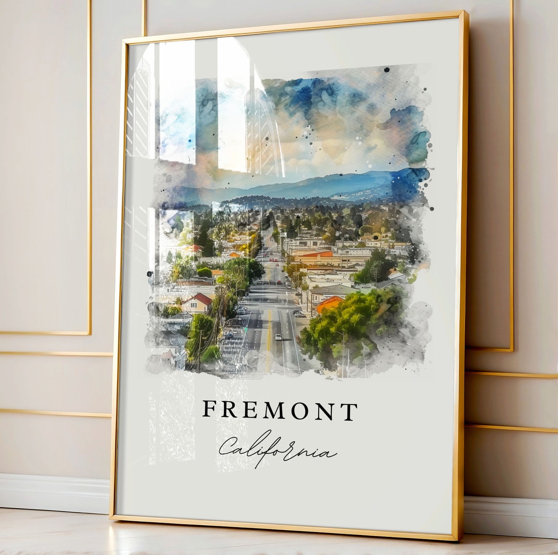 Fremont California Sweeping Aerial City Street Hills Backdrop Poster - Image 4