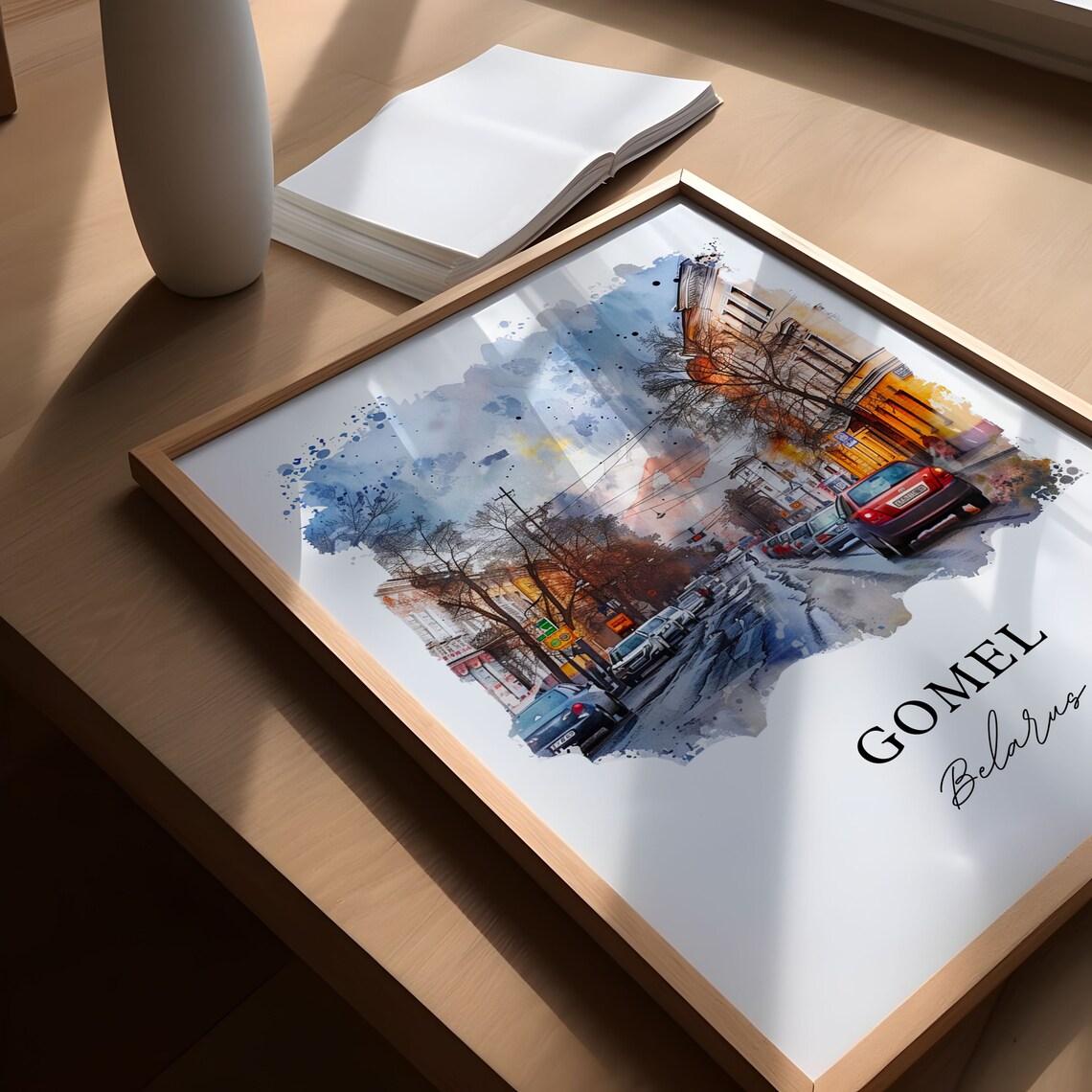 Gomel Belarus Autumn City Street Watercolor Art Travel Poster - Image 5