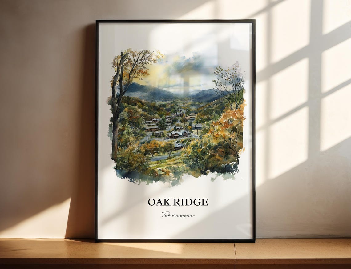 Oak Ridge Tennessee Golden Autumn Valley Watercolor View Poster