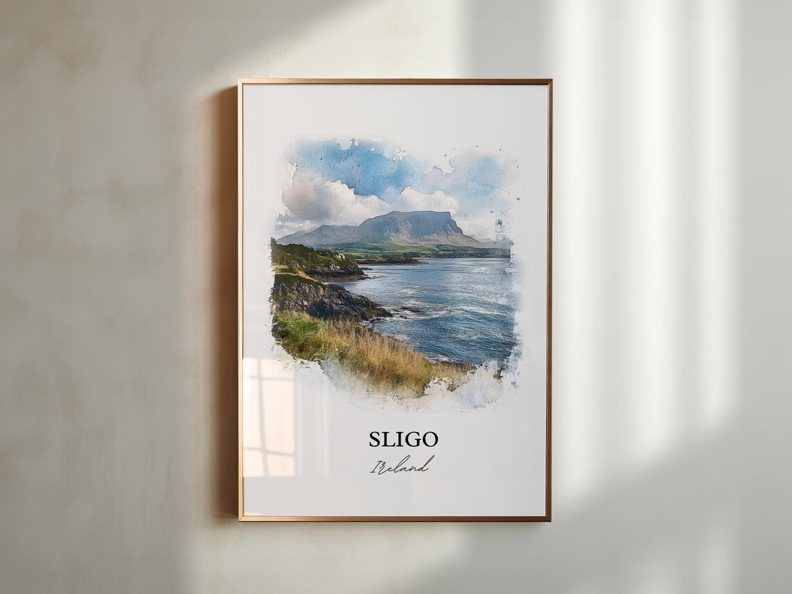 Sligo Ireland Atlantic Coast Watercolor Mountain Landscape Art Poster - Image 3