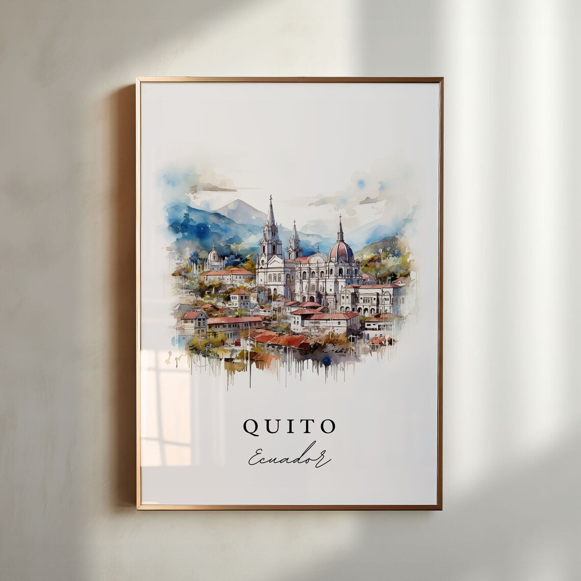Quito Ecuador Custom Text Travel Poster Art