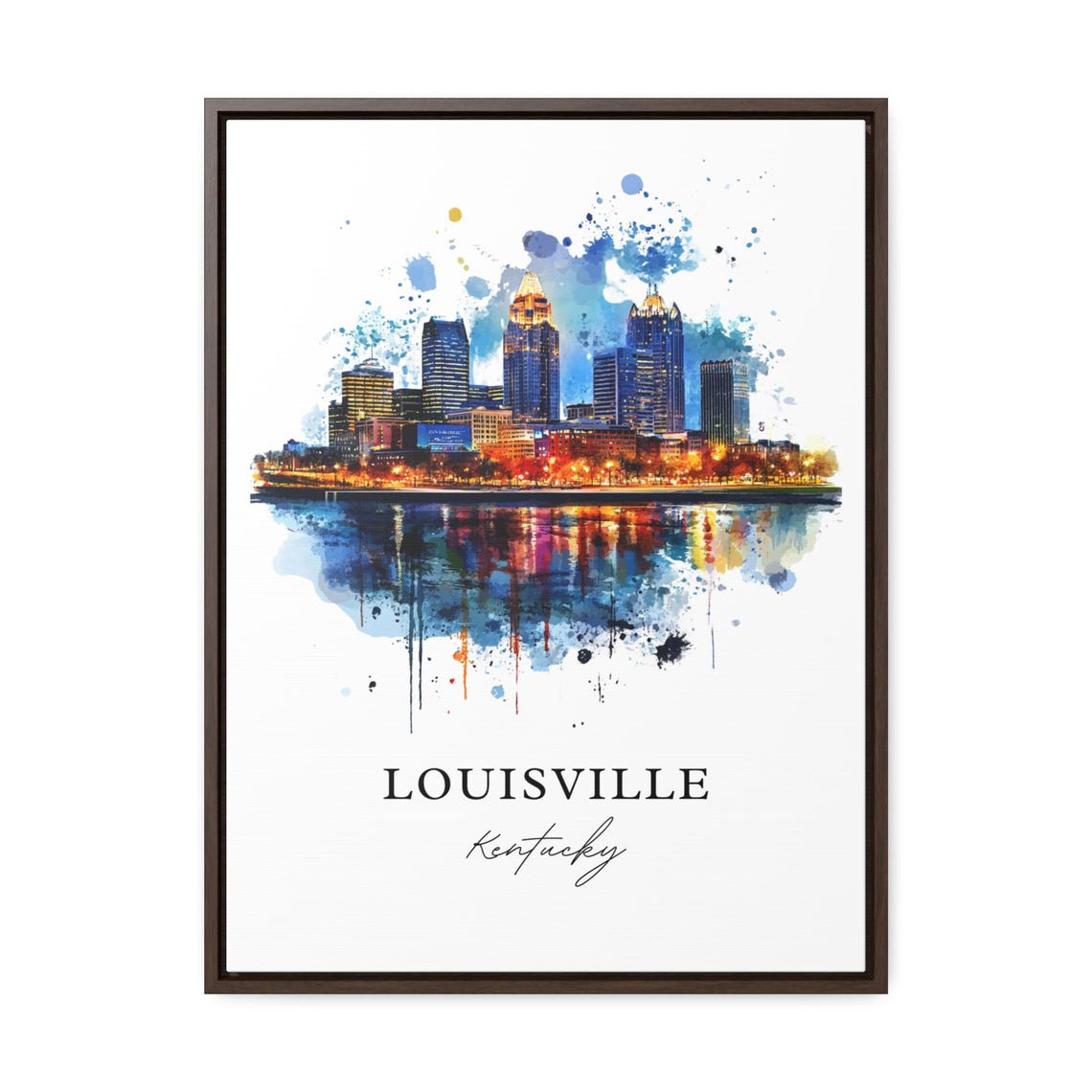 Louisville KY Watercolor Skyline Travel Poster - Image 2