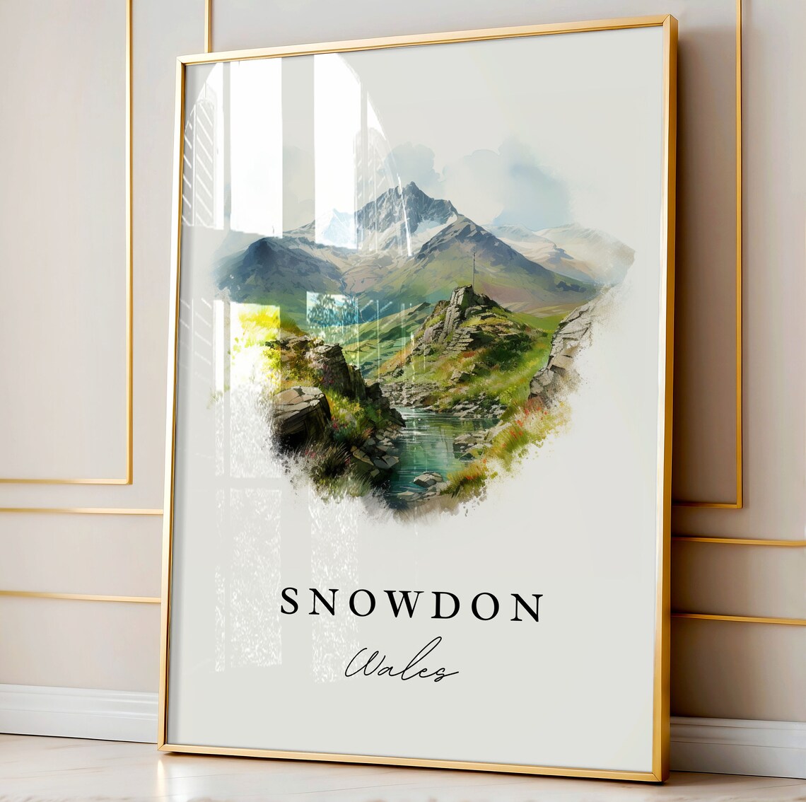 Snowdon Wales Mountain Peak Watercolor Hiking Landscape Poster - Image 3