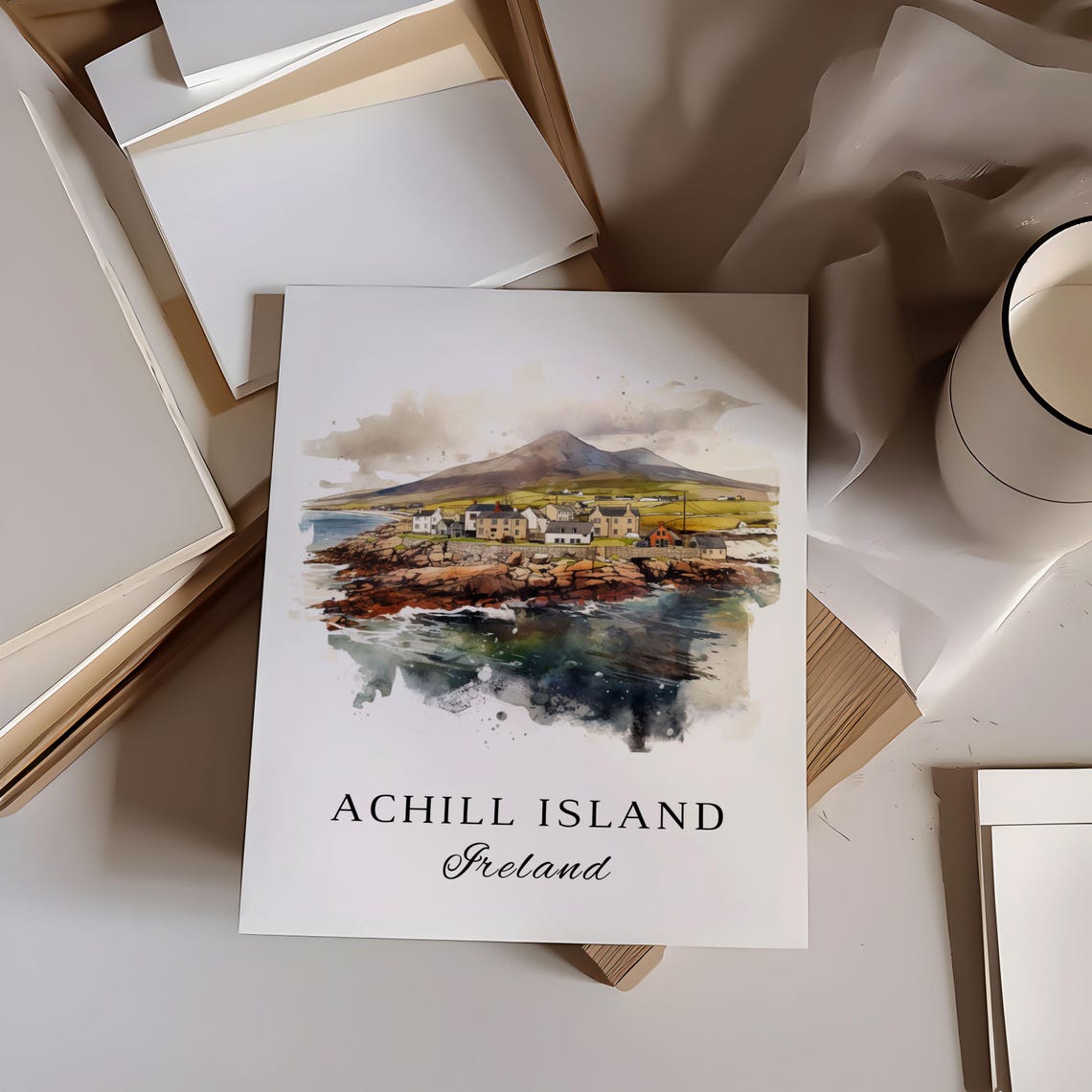 Achill Island Ireland Travel Poster, Custom Text - Image 6