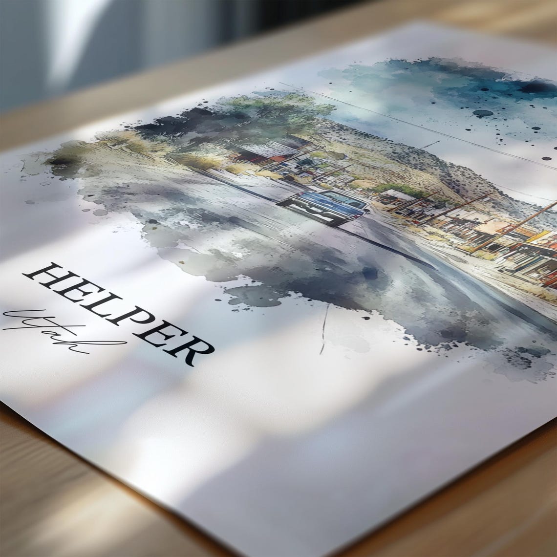 Helper Utah Main Street Foothill Town Watercolor Travel Poster - Image 6