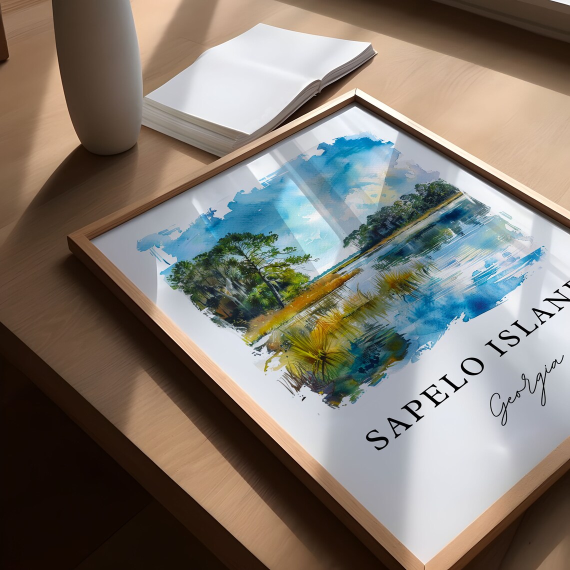 Sapelo Island Georgia Marsh Wetland Watercolor Travel Poster - Image 5