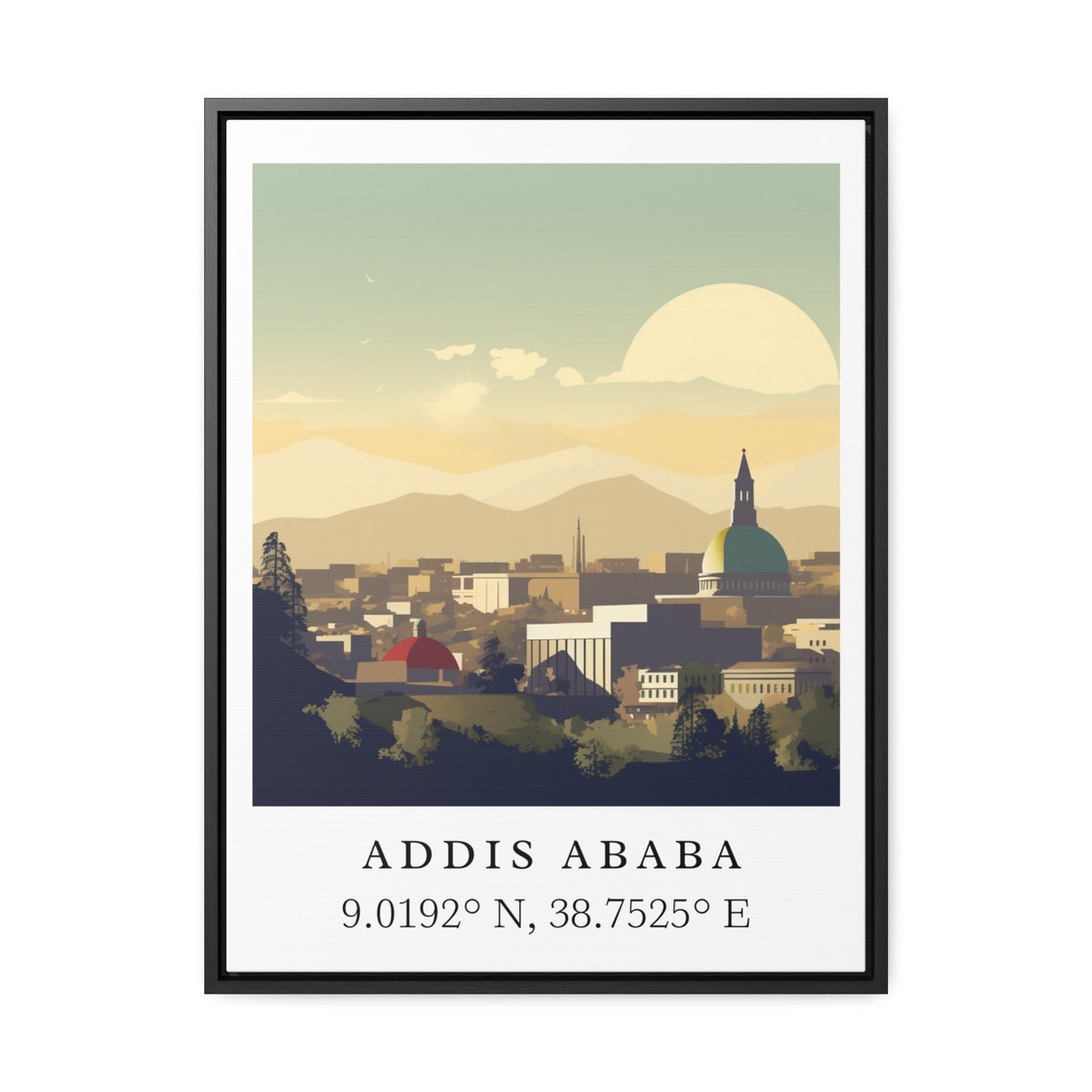 Addis Ababa Ethiopia Sunset Skyline Coordinates Travel Poster - Image 2