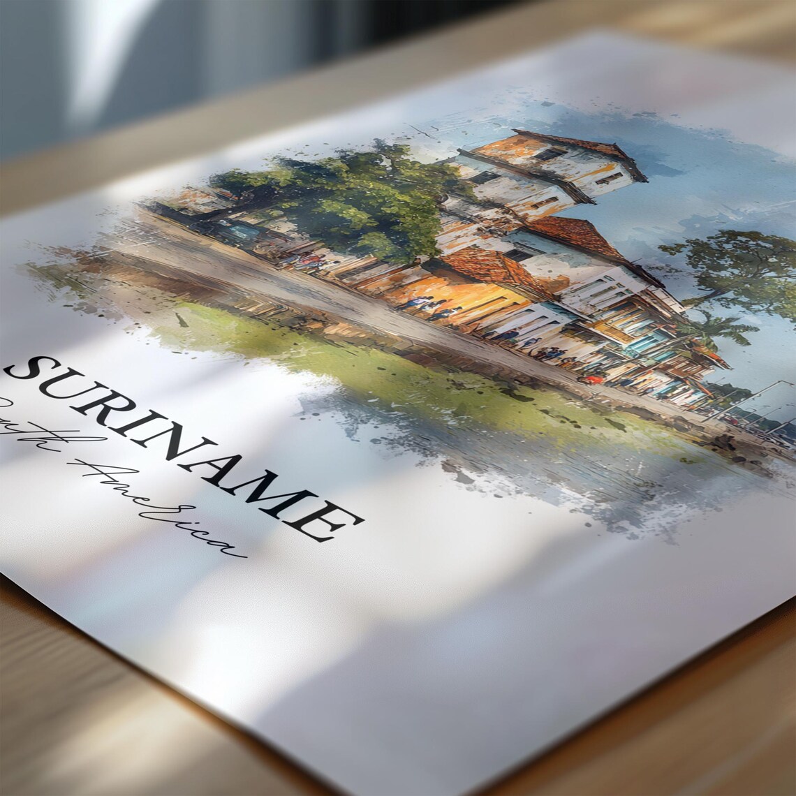 Suriname South America Colonial Waterfront Watercolor Poster - Image 6