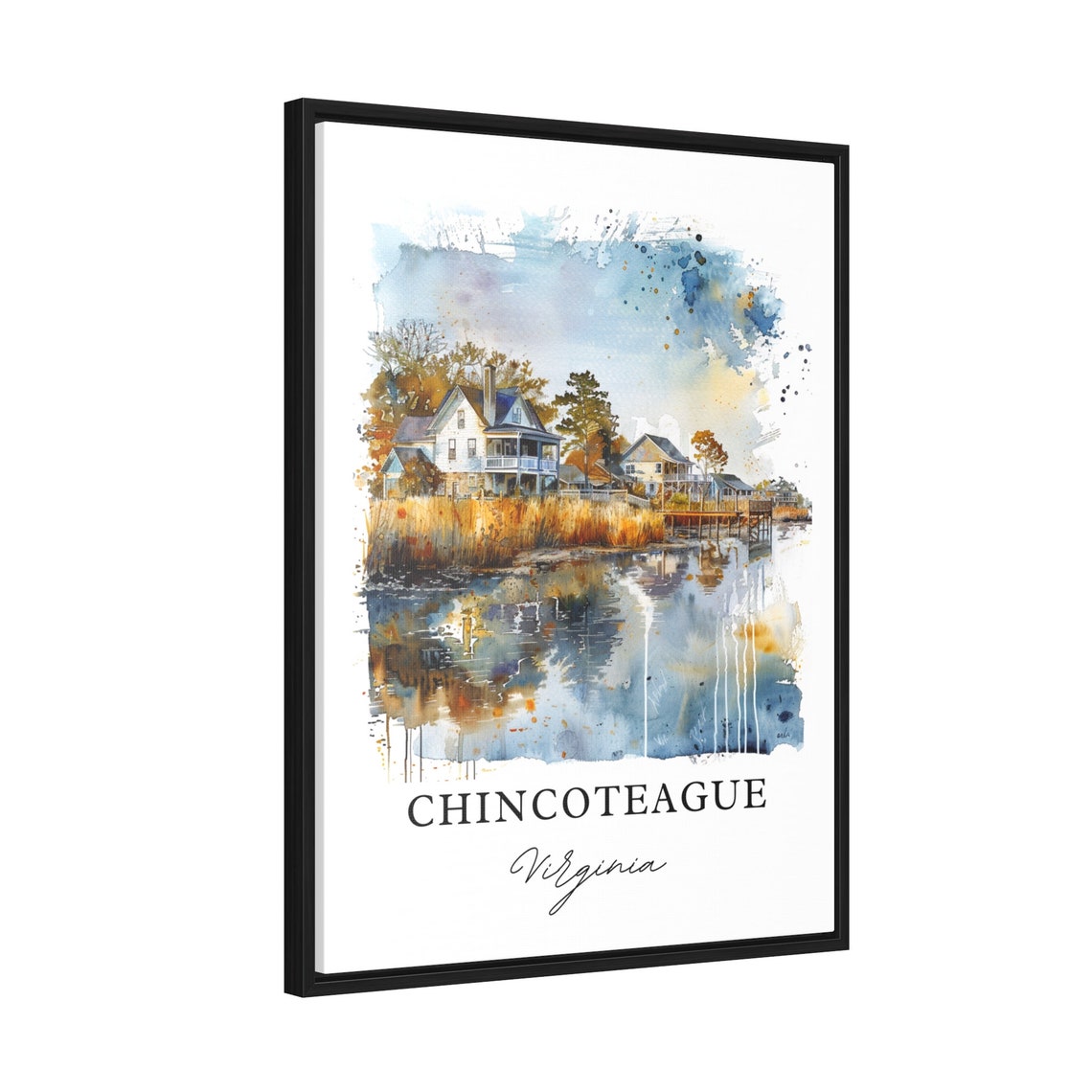 Chincoteague Virginia Waterfront Marsh Watercolor Travel Poster - Image 2
