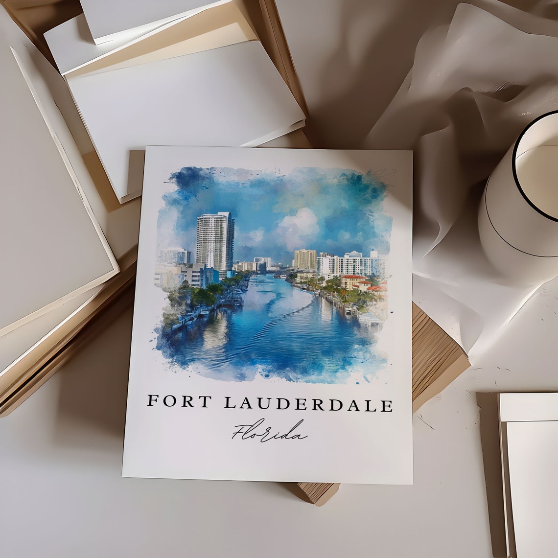 Fort Lauderdale Florida Intracoastal Waterfront Skyline Poster - Image 6