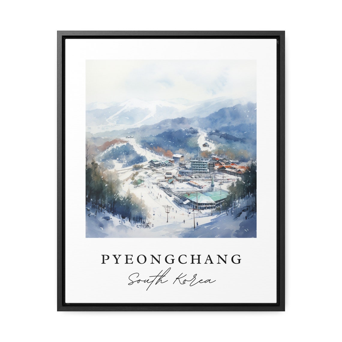 Pyeongchang South Korea Watercolor Ski Resort Mountain Poster - Image 2