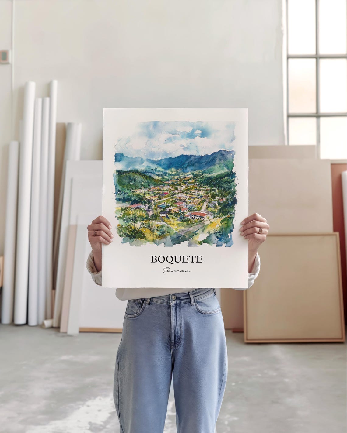 Boquete Panama Chiriqui Mountain Valley Town Watercolor Poster - Image 4