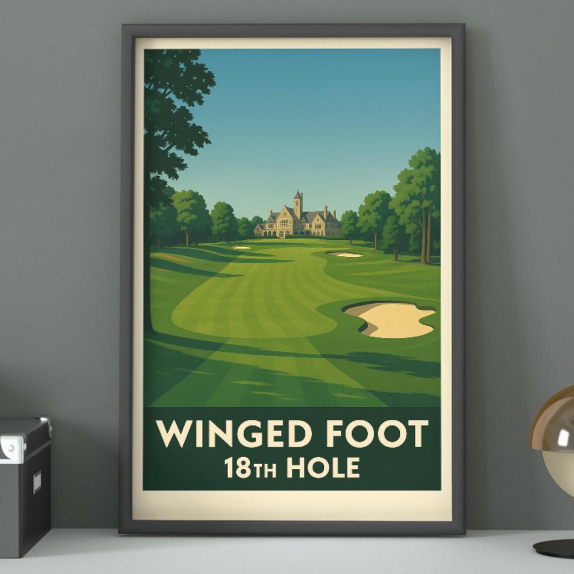Winged Foot 18th Hole Golf Course Vintage Classic Travel Art Poster