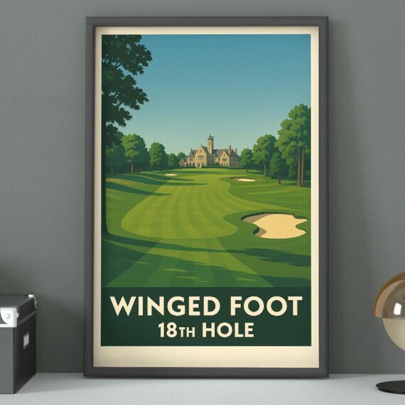 Winged Foot 18th Hole Golf Course Vintage Classic Travel Art Poster