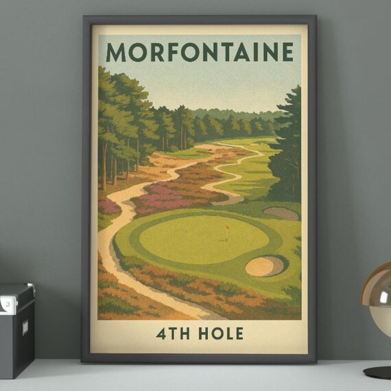 Morfontaine 4th Hole Vintage French Golf Course Travel Poster