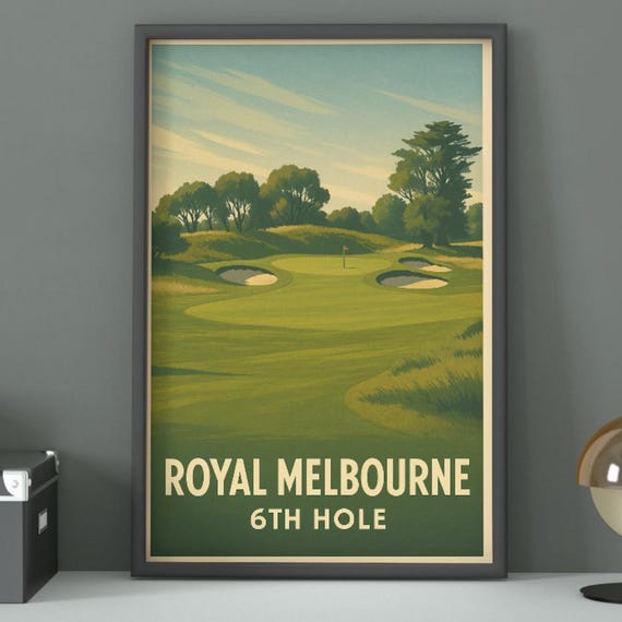 Royal Melbourne Golf Course Vintage Poster Print Australian Wall Art