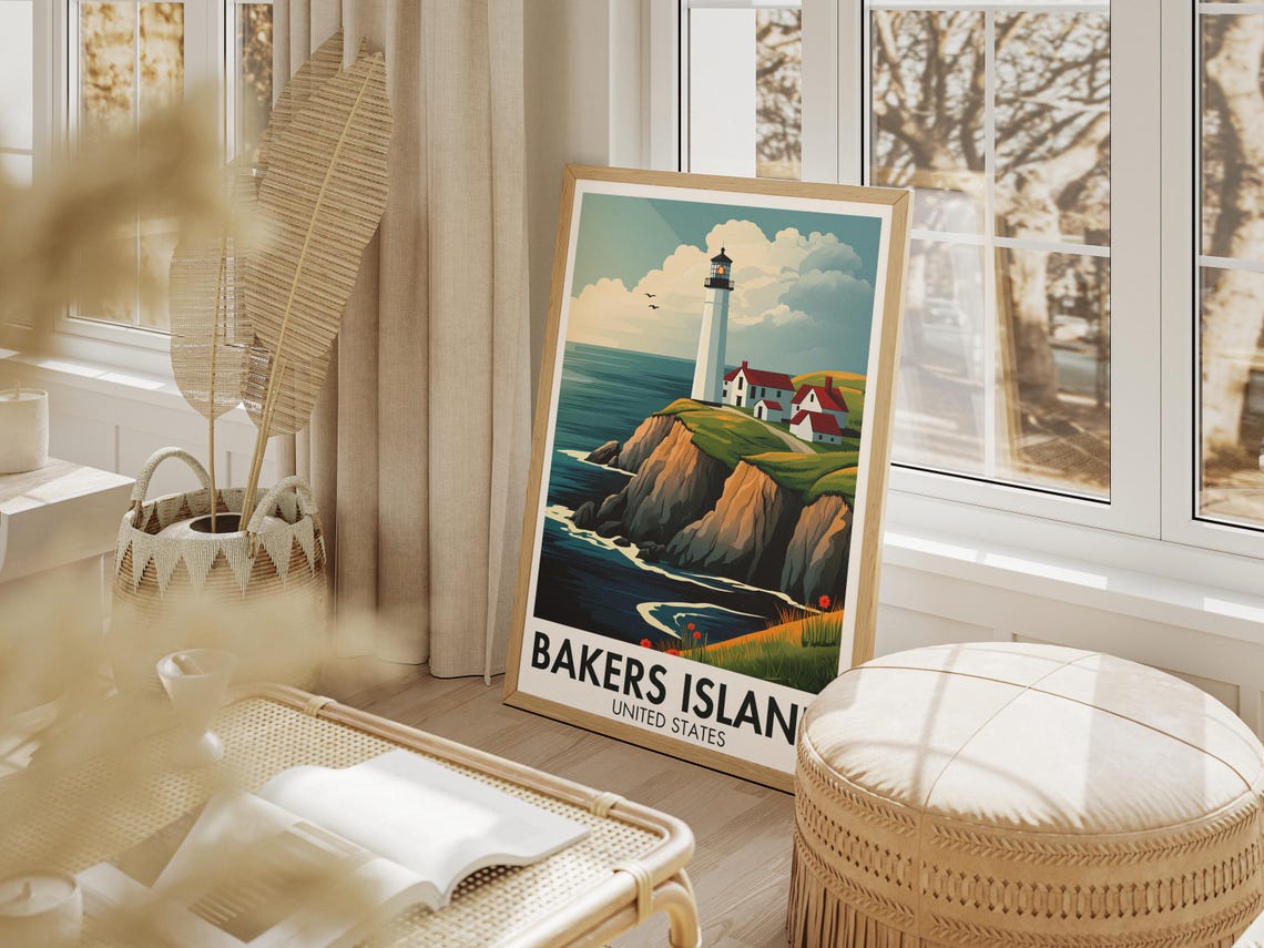 Bakers Island Lighthouse White Edition Massachusetts Travel Poster - Image 4