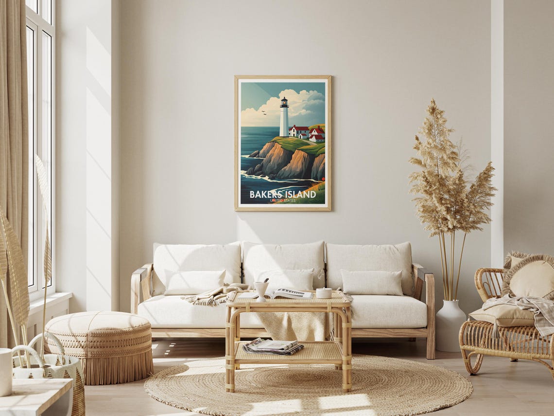 Bakers Island Lighthouse Massachusetts Coastal Travel Poster Art - Image 2