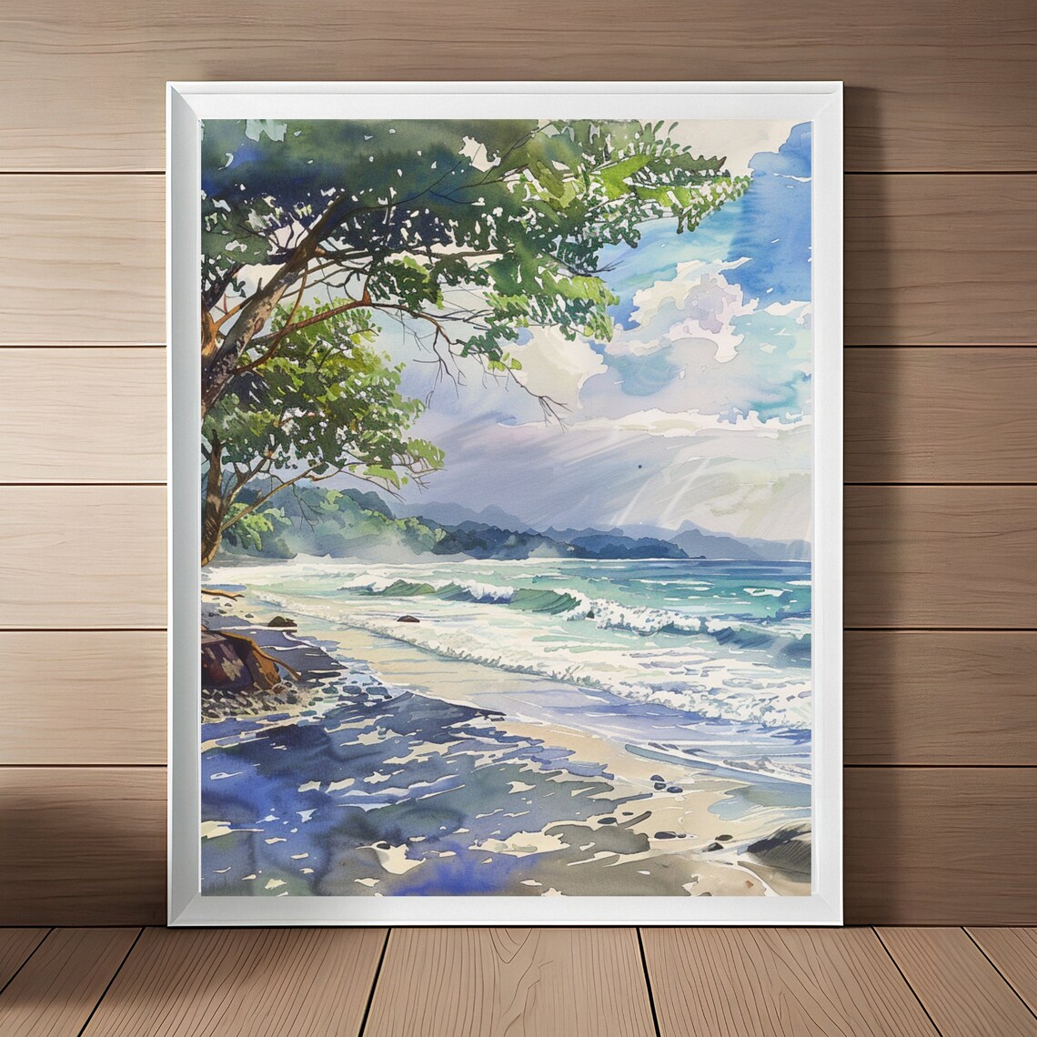Manuel Antonio Watercolor Print, Costa Rica Seascape